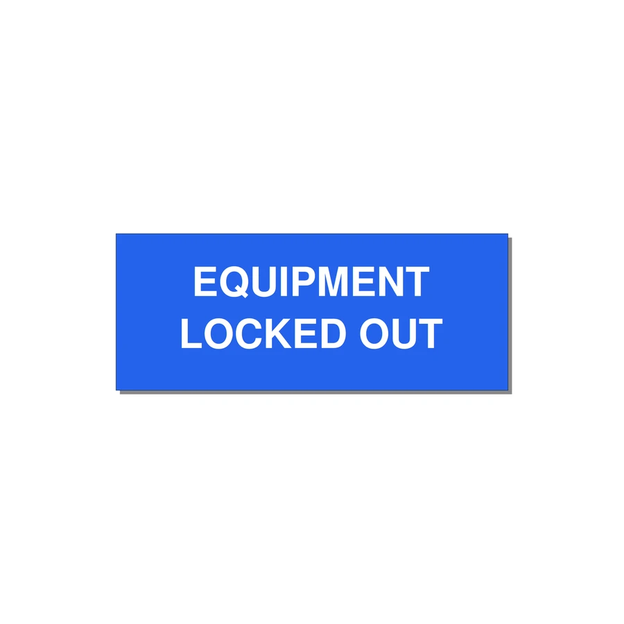 5.0x2.0" Safety Label - EQUIPMENT LOCKED OUT — 5x2" White on Blue, Adhesive