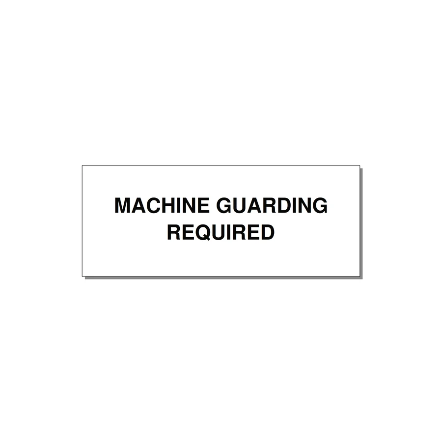 5.0x2.0" Safety Label - MACHINE GUARDING REQUIRED — 5x2" Black on White, Adhesive