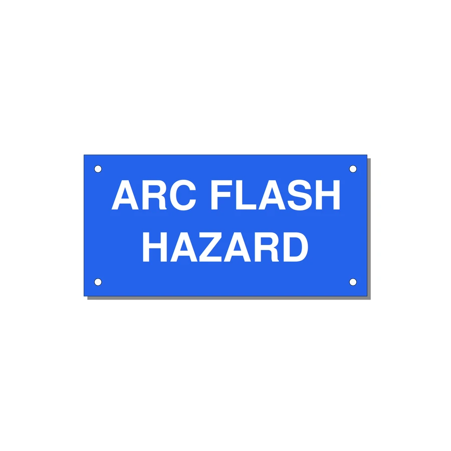 5.0x2.5" Arc Flash Safety Label - ARC FLASH HAZARD — 5x2.5" White on Blue, Holes
