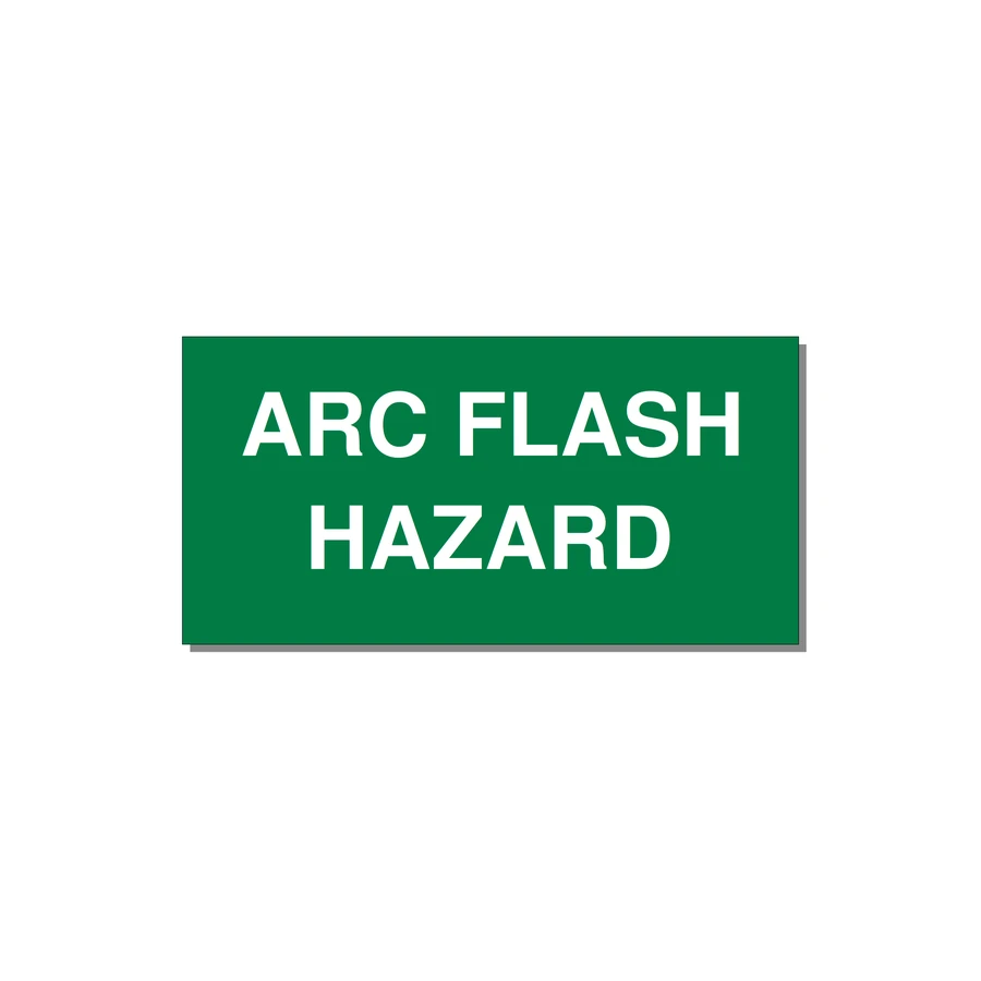 5.0x2.5" Arc Flash Safety Label - ARC FLASH HAZARD — 5x2.5" White on Green, Adhesive