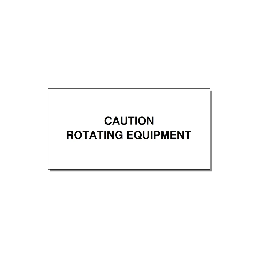 5.0x2.5" Caution Safety Label - CAUTION ROTATING EQUIPMEN — 5x2.5" Black on White, Adhesive