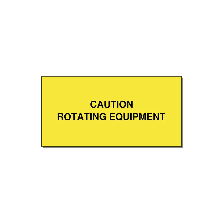 5.0x2.5" Caution Safety Label - CAUTION ROTATING EQUIPMEN — 5x2.5" Black on Yellow, Adhesive