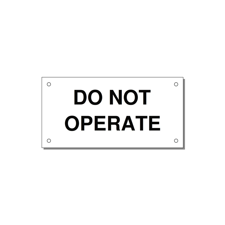 5.0x2.5" Equipment Safety Tag - DO NOT OPERATE — 5x2.5" Black on White, Holes
