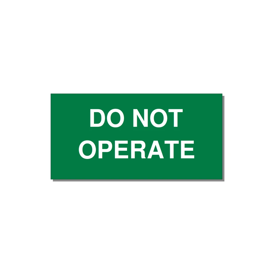 5.0x2.5" Equipment Safety Tag - DO NOT OPERATE — 5x2.5" White on Green, Adhesive