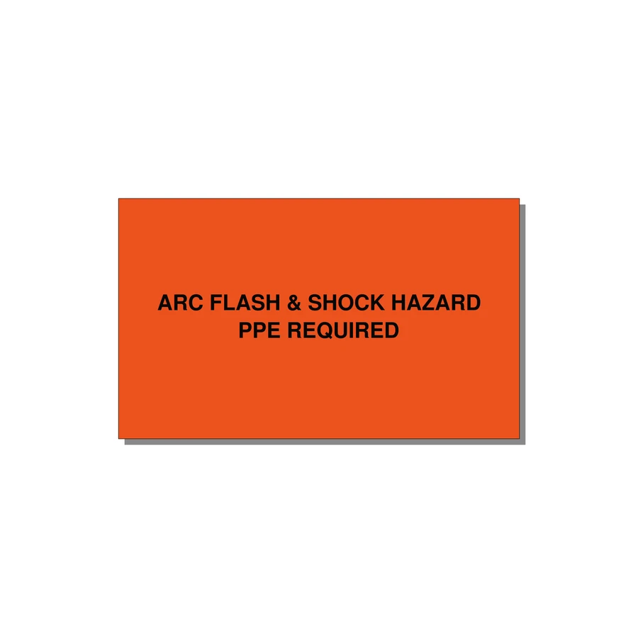 5.0x3.0" Arc Flash Safety Label - ARC FLASH & SHOCK HAZARD — 5x3" Black on Orange, Adhesive