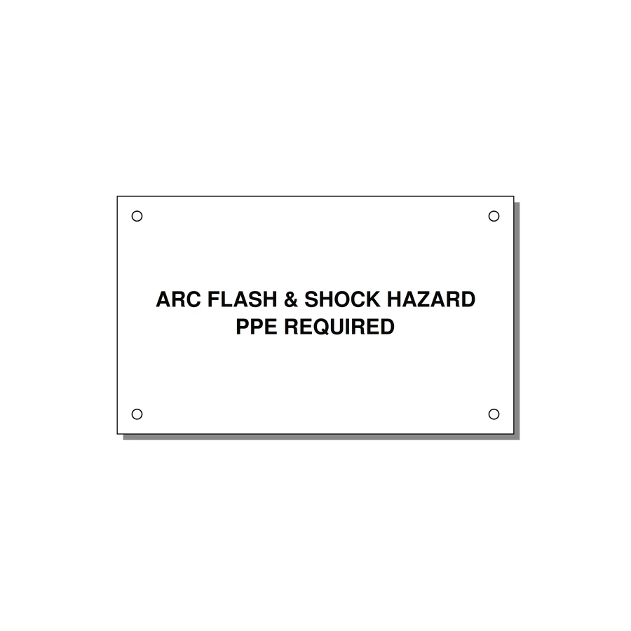 5.0x3.0" Arc Flash Safety Label - ARC FLASH & SHOCK HAZARD — 5x3" Black on White, Holes