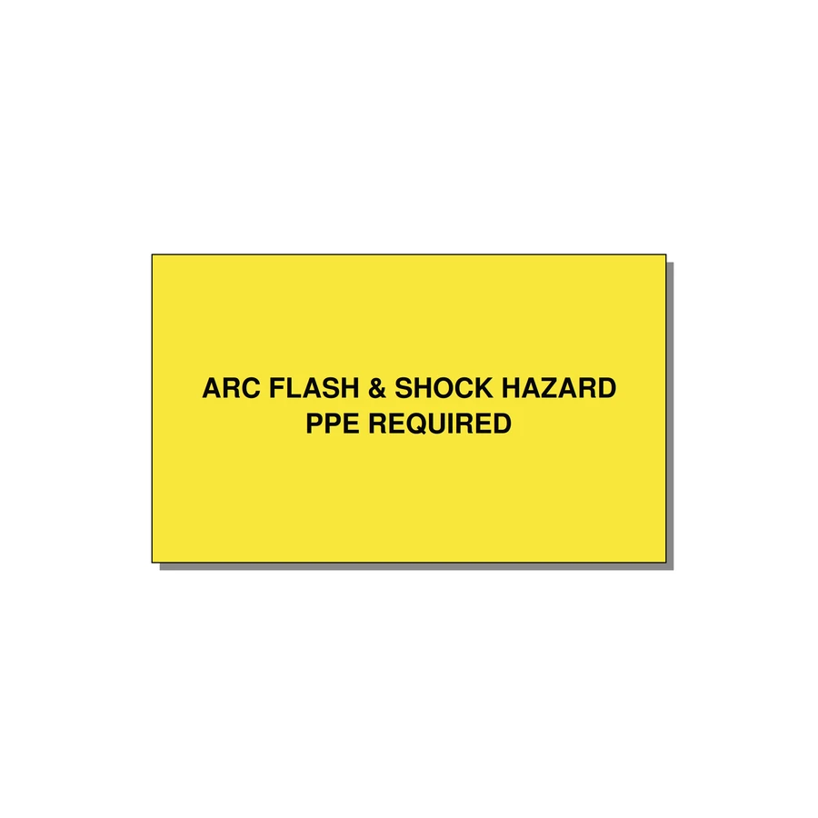 5.0x3.0" Arc Flash Safety Label - ARC FLASH & SHOCK HAZARD — 5x3" Black on Yellow, Adhesive