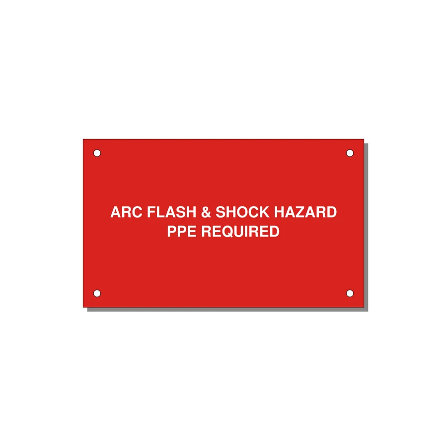 5.0x3.0" Arc Flash Safety Label - ARC FLASH & SHOCK HAZARD — 5x3" White on Red, Holes