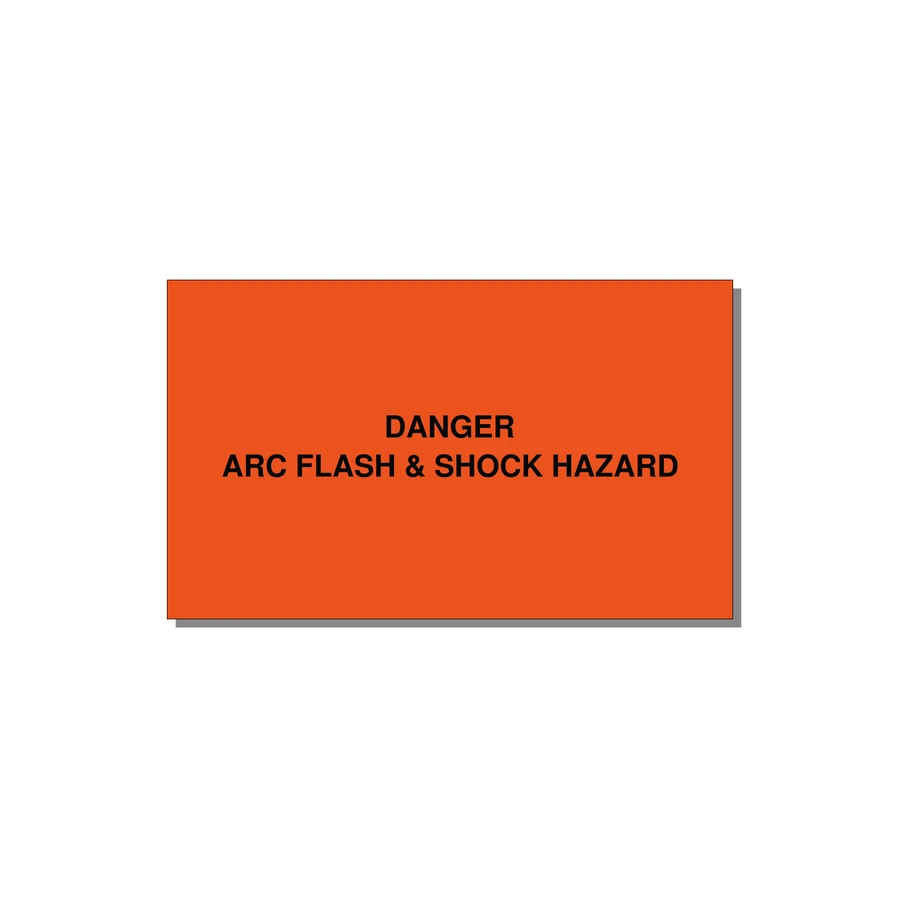 5.0x3.0" Arc Flash Safety Label - DANGER ARC FLASH & SHOCK — 5x3" Black on Orange, Adhesive