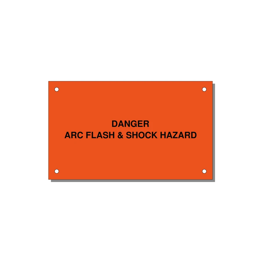 5.0x3.0" Arc Flash Safety Label - DANGER ARC FLASH & SHOCK — 5x3" Black on Orange, Holes