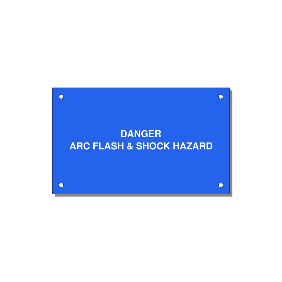 5.0x3.0" Arc Flash Safety Label - DANGER ARC FLASH & SHOCK — 5x3" White on Blue, Holes