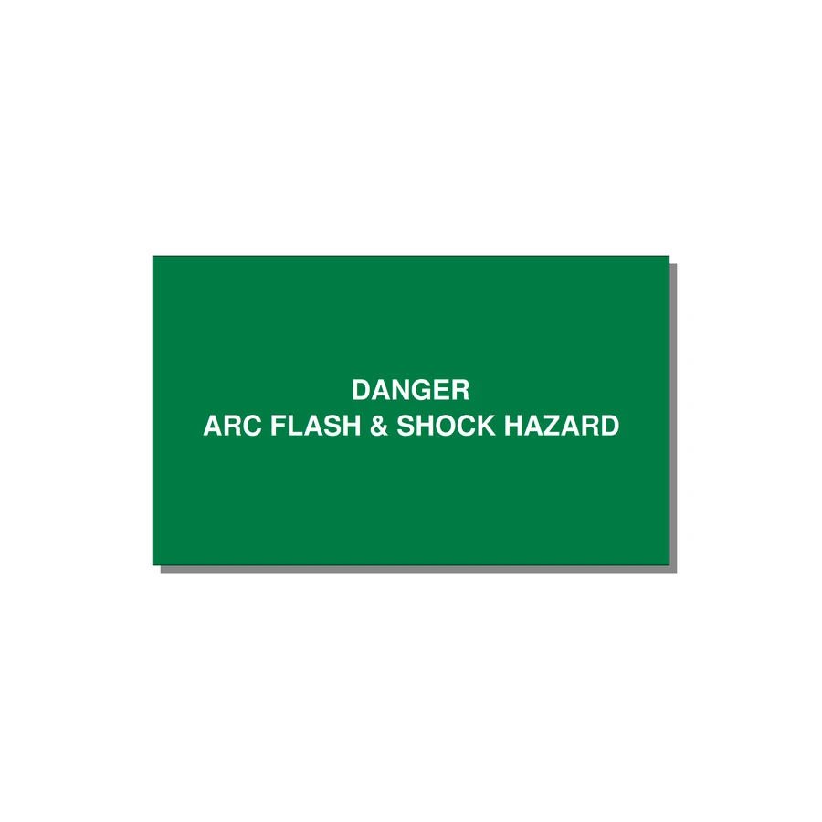 5.0x3.0" Arc Flash Safety Label - DANGER ARC FLASH & SHOCK — 5x3" White on Green, Adhesive