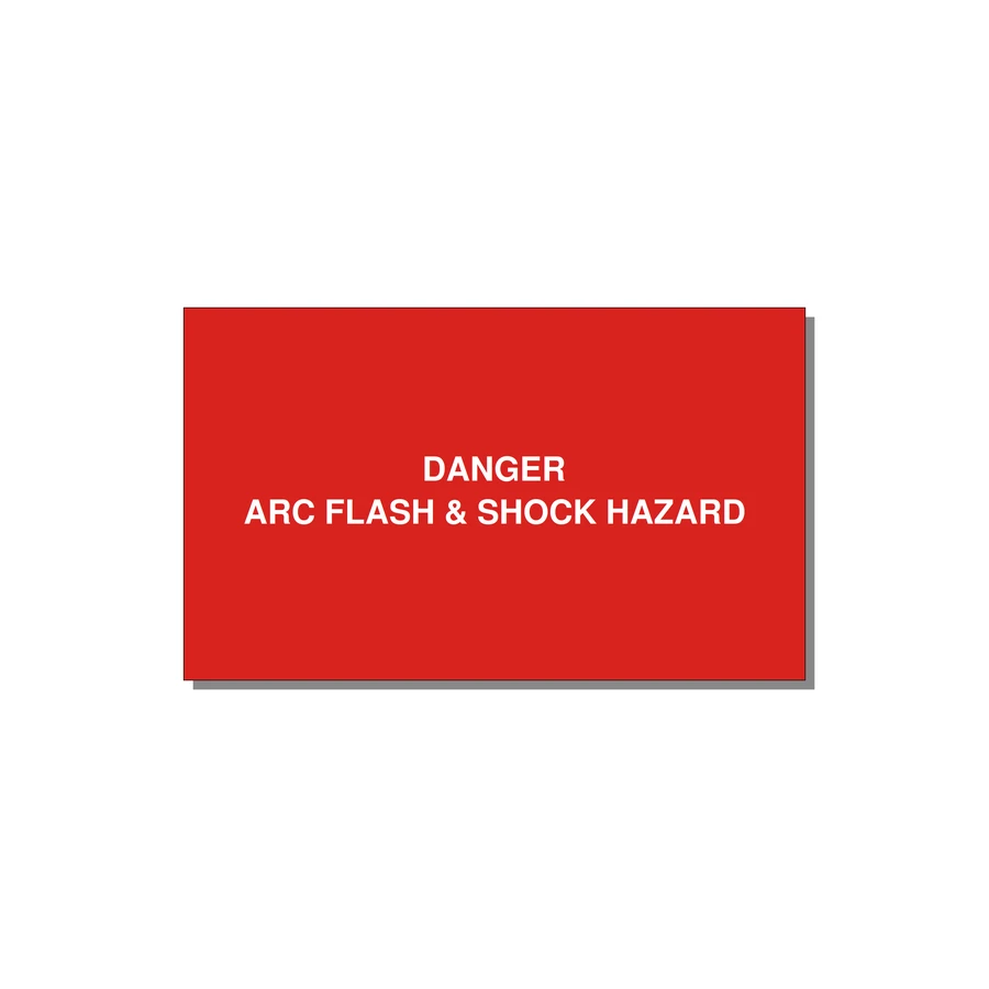 5.0x3.0" Arc Flash Safety Label - DANGER ARC FLASH & SHOCK — 5x3" White on Red, Adhesive
