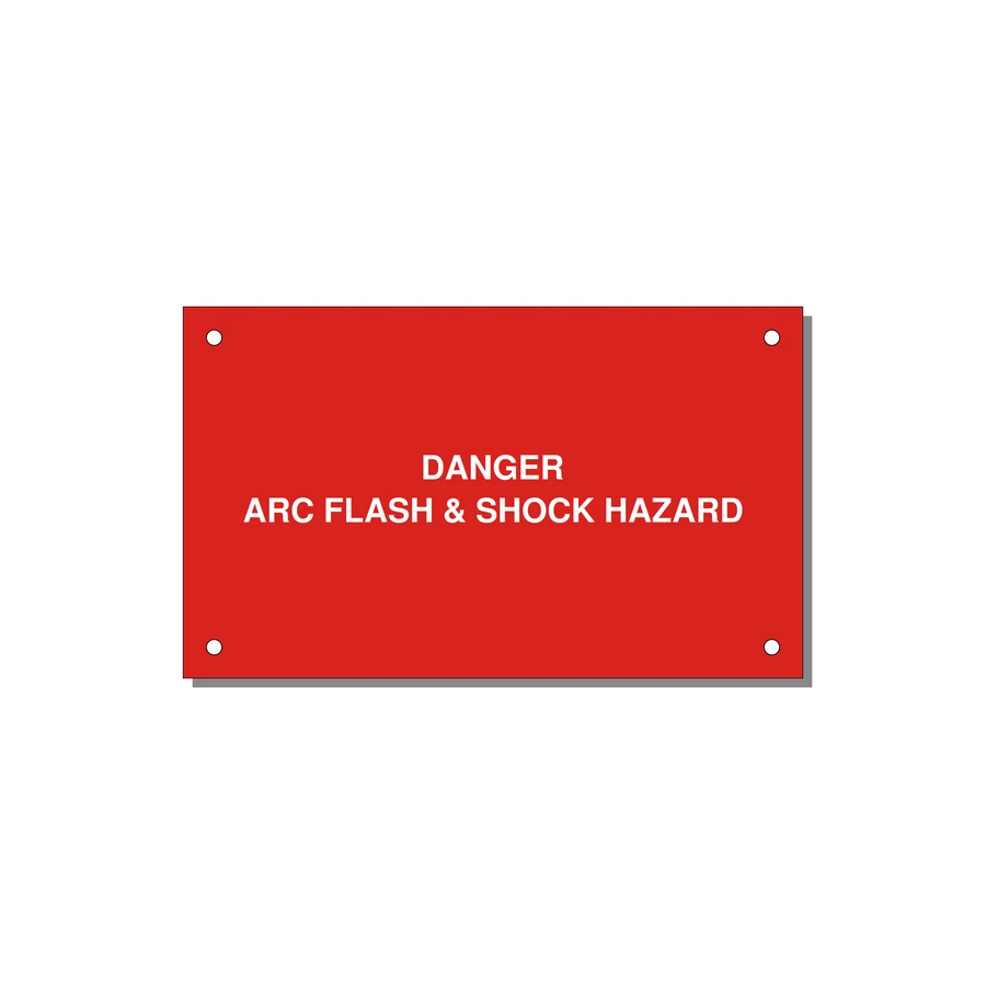 5.0x3.0" Arc Flash Safety Label - DANGER ARC FLASH & SHOCK — 5x3" White on Red, Holes