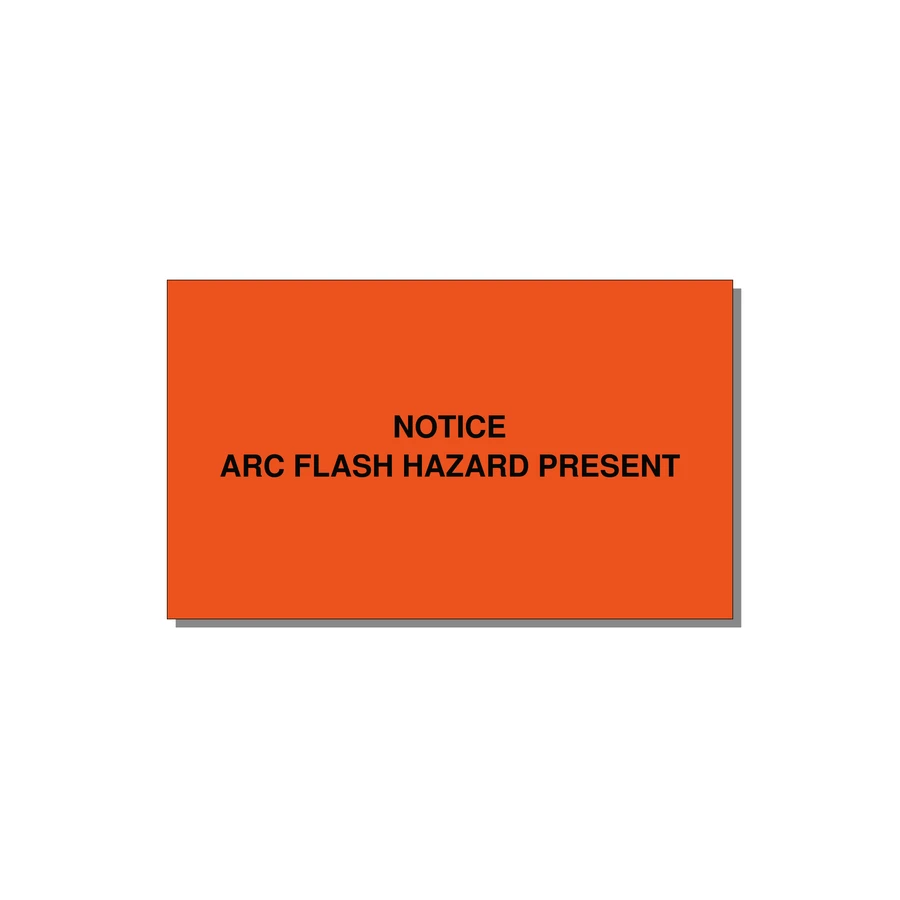 5.0x3.0" Arc Flash Safety Label - NOTICE ARC FLASH HAZARD P — 5x3" Black on Orange, Adhesive