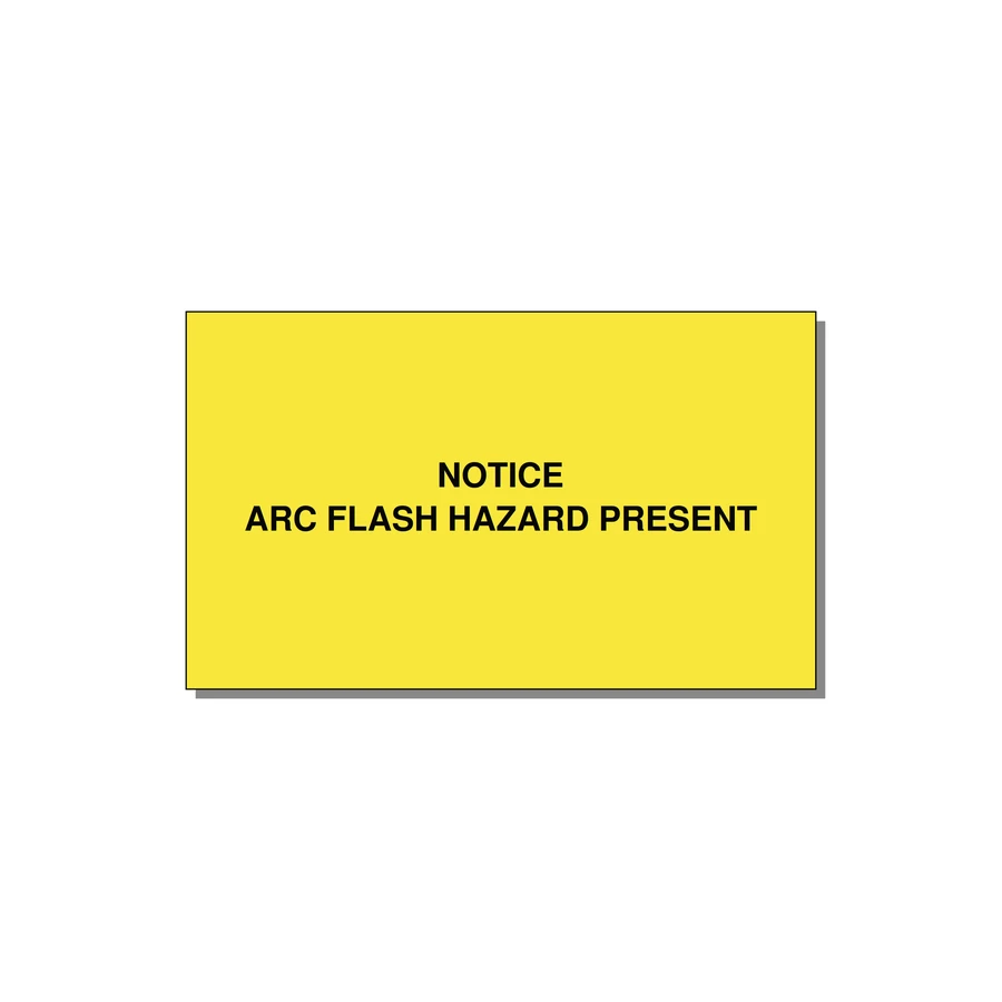 5.0x3.0" Arc Flash Safety Label - NOTICE ARC FLASH HAZARD P — 5x3" Black on Yellow, Adhesive