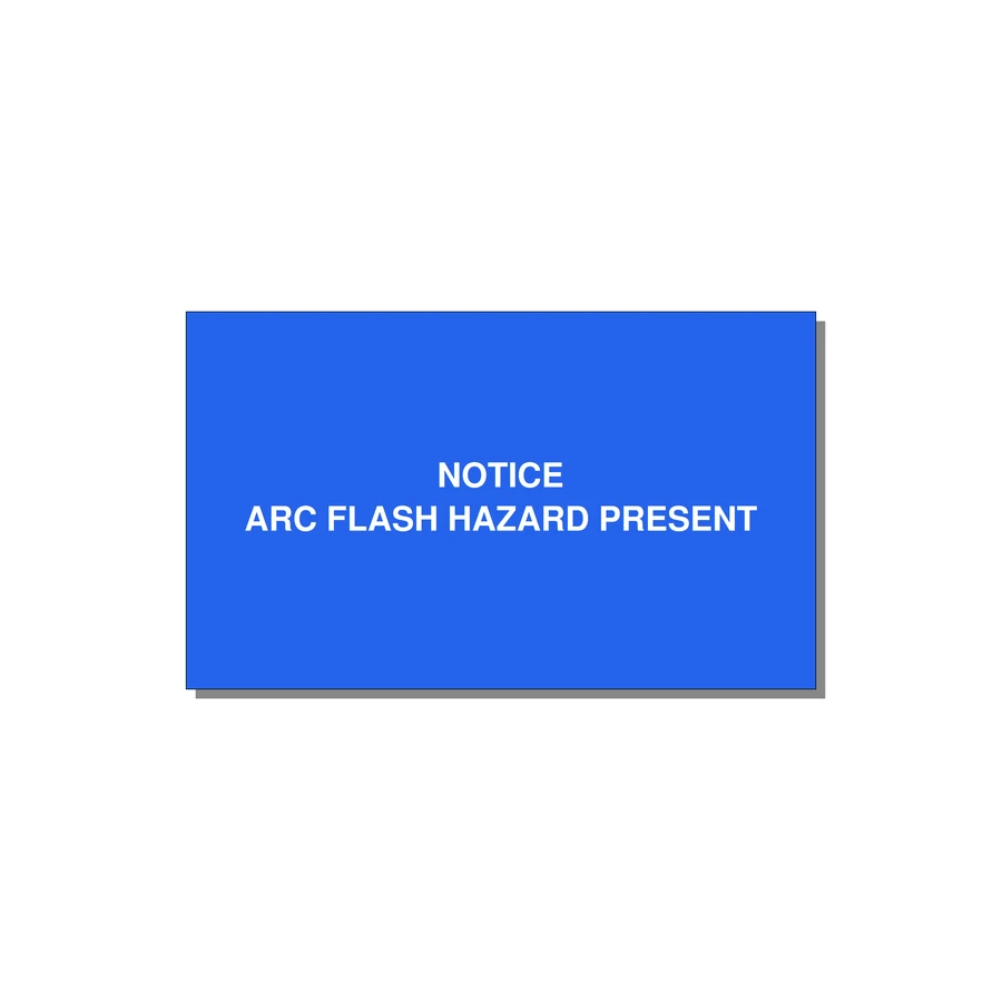 5.0x3.0" Arc Flash Safety Label - NOTICE ARC FLASH HAZARD P — 5x3" White on Blue, Adhesive