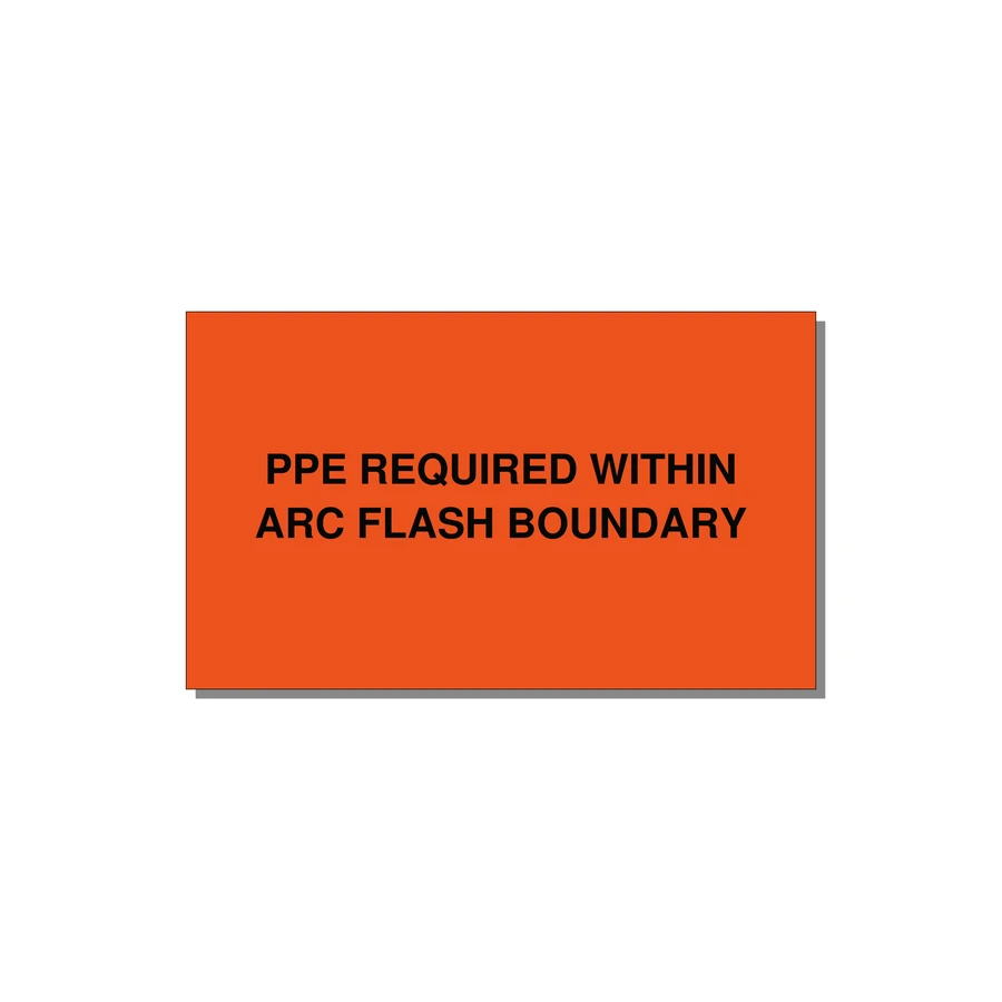 5.0x3.0" Arc Flash Safety Label - PPE REQUI — 5x3" Black on Orange, Adhesive