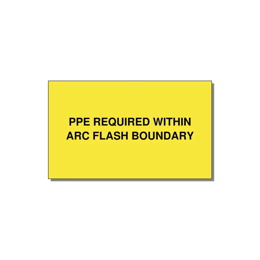 5.0x3.0" Arc Flash Safety Label - PPE REQUI — 5x3" Black on Yellow, Adhesive