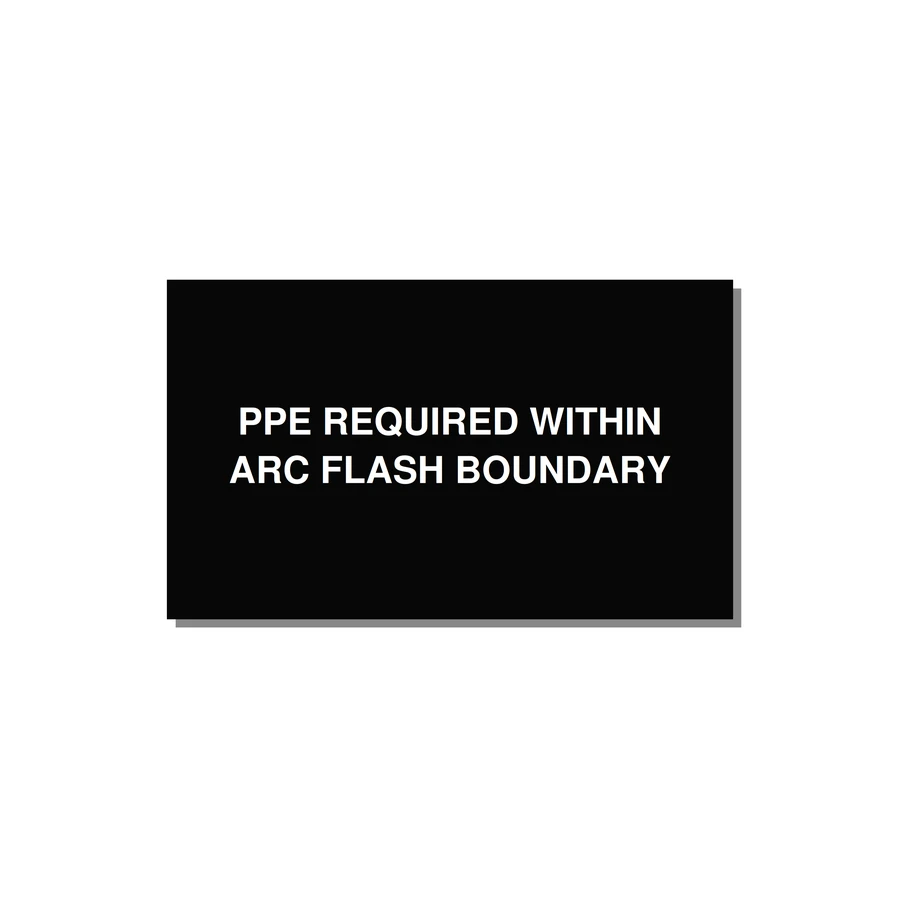 5.0x3.0" Arc Flash Safety Label - PPE REQUI — 5x3" White on Black, Adhesive