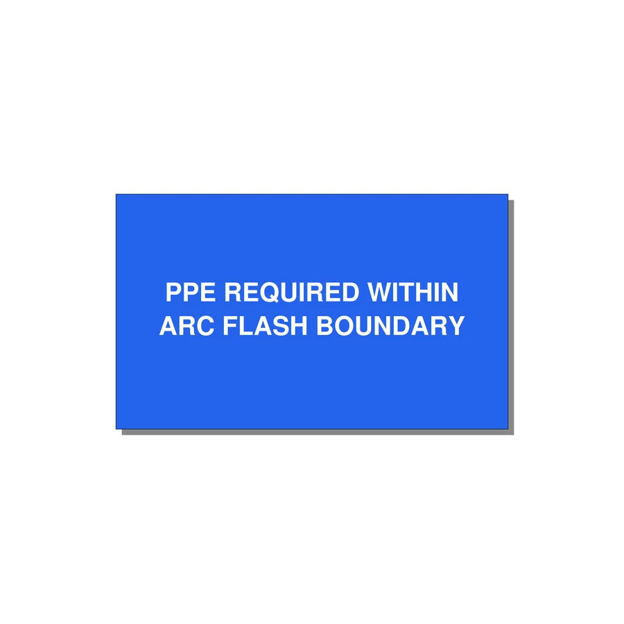 5.0x3.0" Arc Flash Safety Label - PPE REQUI — 5x3" White on Blue, Adhesive