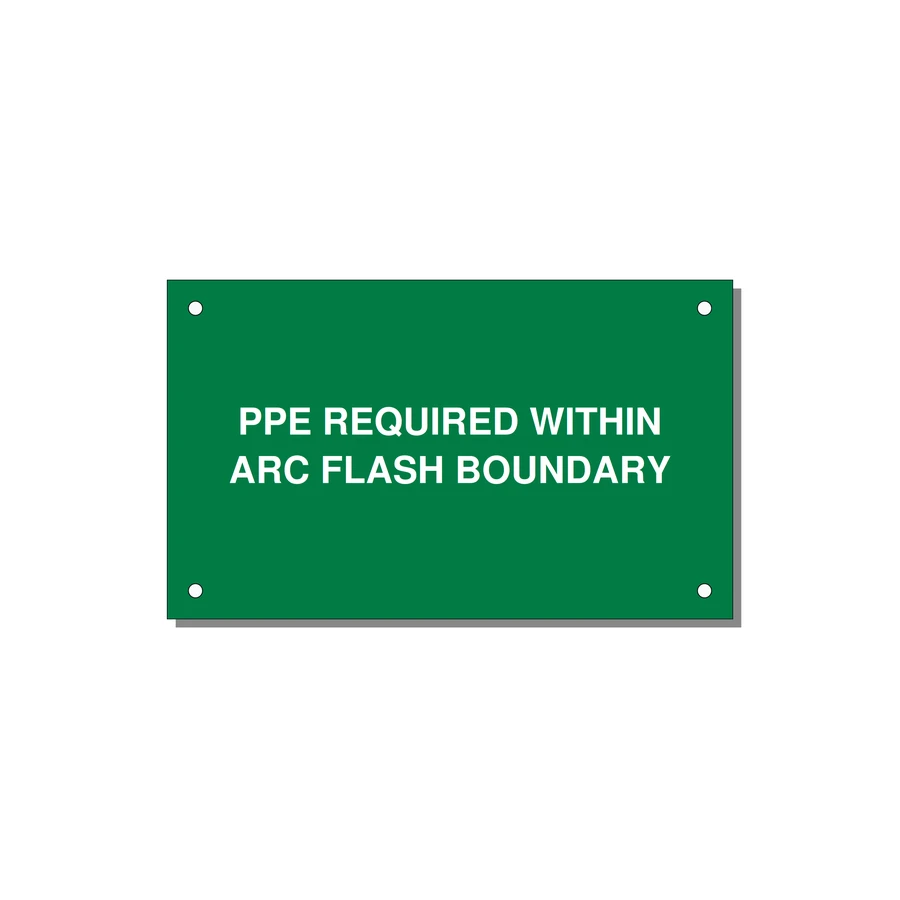5.0x3.0" Arc Flash Safety Label - PPE REQUI — 5x3" White on Green, Holes