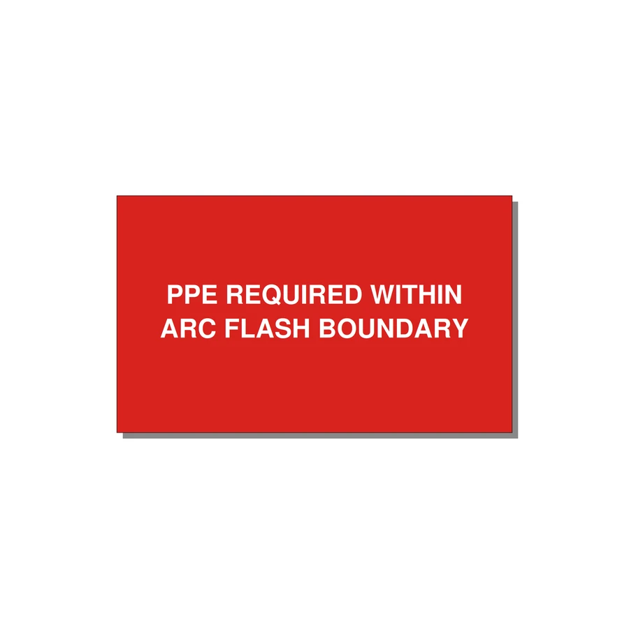 5.0x3.0" Arc Flash Safety Label - PPE REQUI — 5x3" White on Red, Adhesive