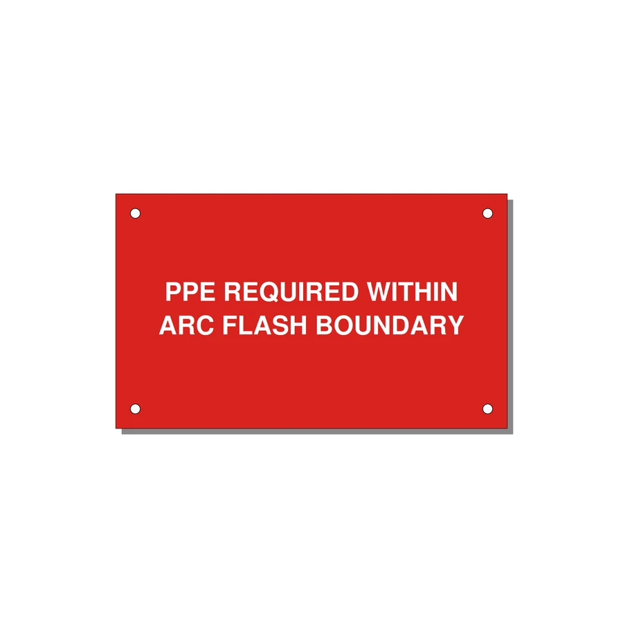 5.0x3.0" Arc Flash Safety Label - PPE REQUI — 5x3" White on Red, Holes