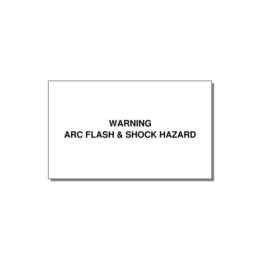 5.0x3.0" Arc Flash Safety Label - WARNING ARC FLASH & SHOCK — 5x3" Black on White, Adhesive
