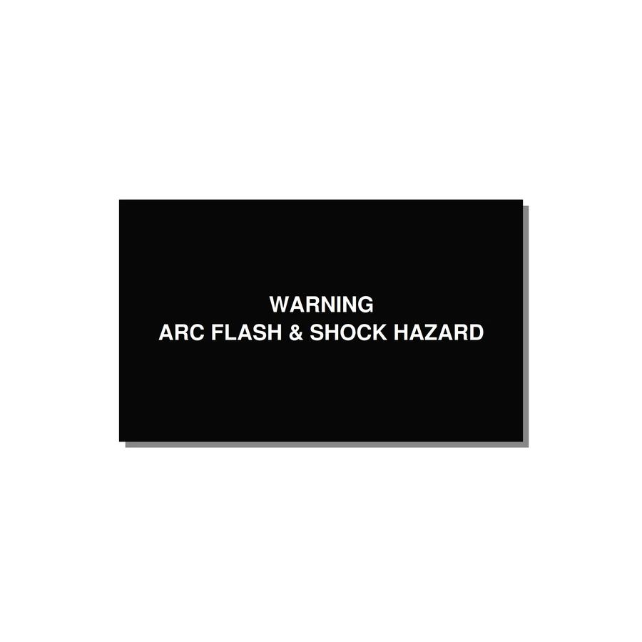 5.0x3.0" Arc Flash Safety Label - WARNING ARC FLASH & SHOCK — 5x3" White on Black, Adhesive