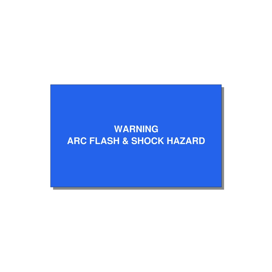 5.0x3.0" Arc Flash Safety Label - WARNING ARC FLASH & SHOCK — 5x3" White on Blue, Adhesive