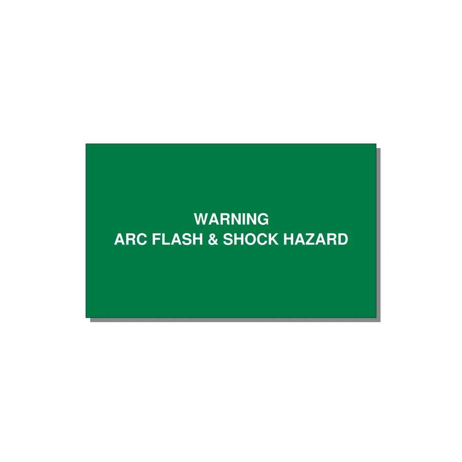 5.0x3.0" Arc Flash Safety Label - WARNING ARC FLASH & SHOCK — 5x3" White on Green, Adhesive