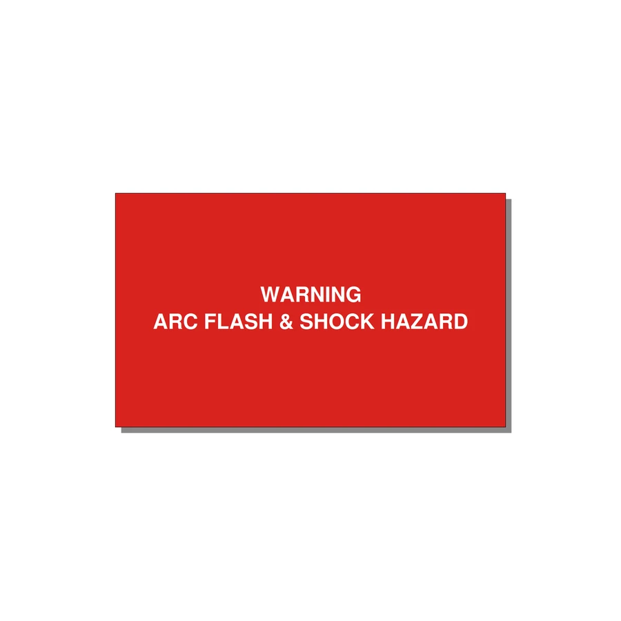 5.0x3.0" Arc Flash Safety Label - WARNING ARC FLASH & SHOCK — 5x3" White on Red, Adhesive