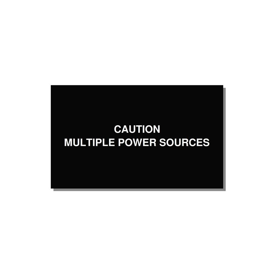 5.0x3.0" Caution Safety Label - CAUTION MULTIPLE POWER SO — 5x3" White on Black, Adhesive