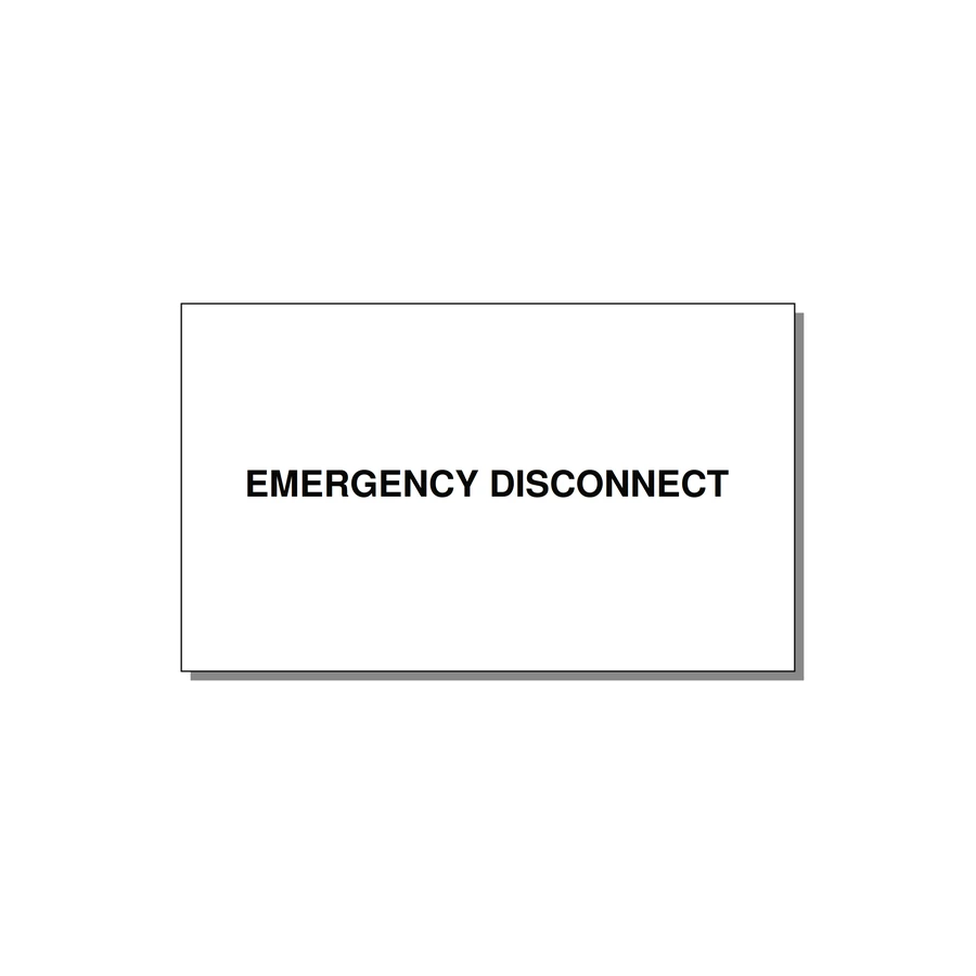 5.0x3.0" Disconnect Switch Label - EMERGENCY DISCONNECT — 5x3" Black on White, Adhesive