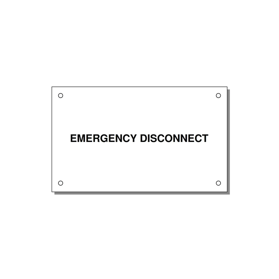 5.0x3.0" Disconnect Switch Label - EMERGENCY DISCONNECT — 5x3" Black on White, Holes