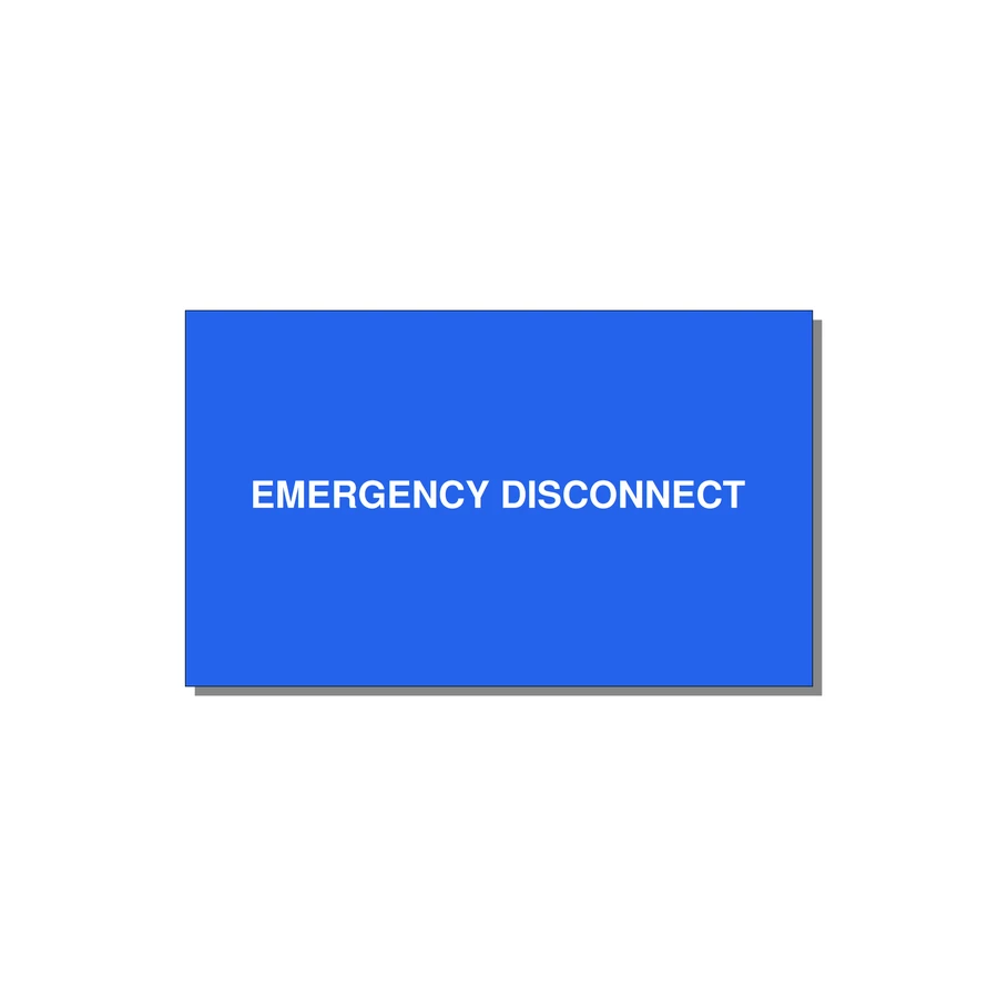 5.0x3.0" Disconnect Switch Label - EMERGENCY DISCONNECT — 5x3" White on Blue, Adhesive