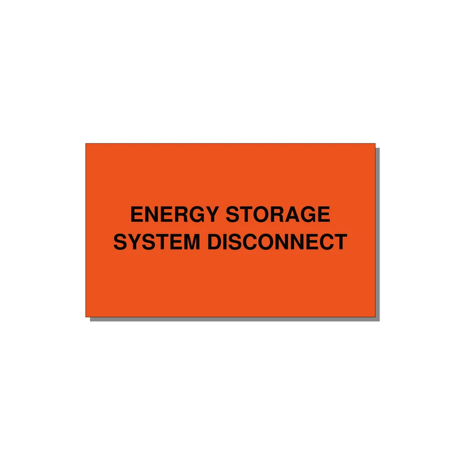 5.0x3.0" Disconnect Switch Label - ENERGY STORAGE SYSTEM DIS — 5x3" Black on Orange, Adhesive