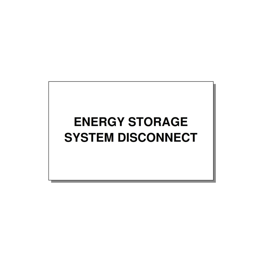 5.0x3.0" Disconnect Switch Label - ENERGY STORAGE SYSTEM DIS — 5x3" Black on White, Adhesive