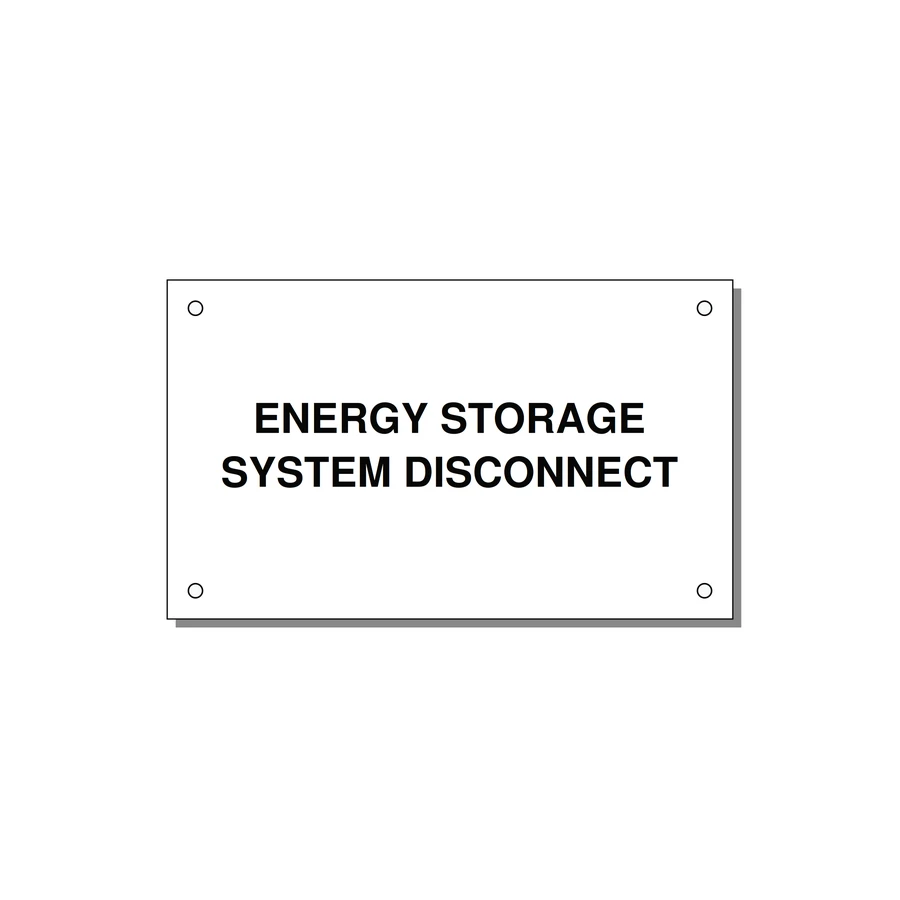 5.0x3.0" Disconnect Switch Label - ENERGY STORAGE SYSTEM DIS — 5x3" Black on White, Holes