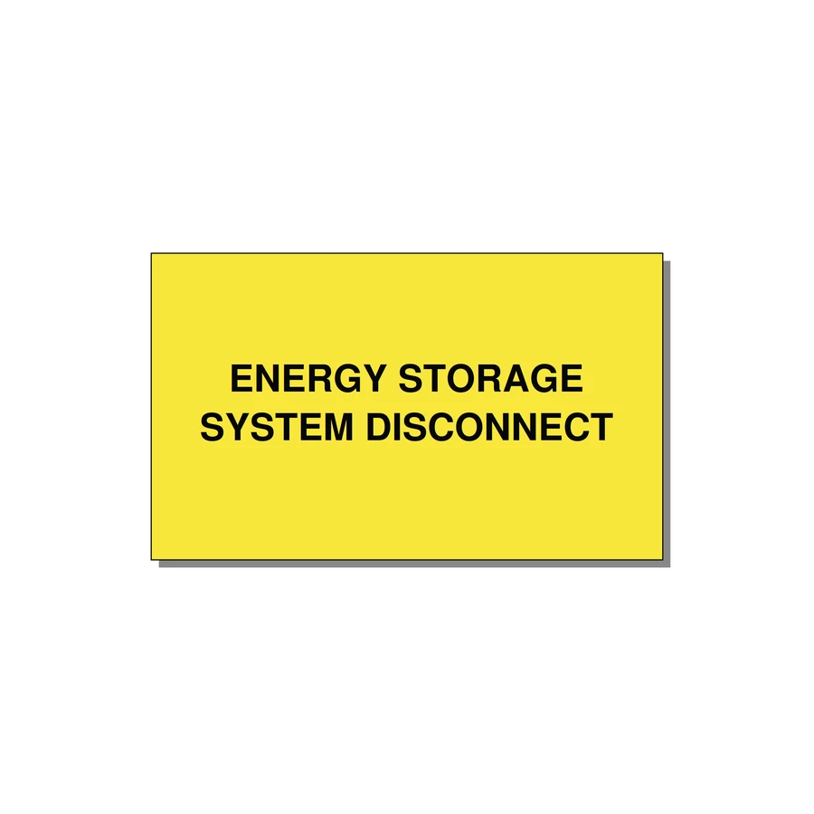 5.0x3.0" Disconnect Switch Label - ENERGY STORAGE SYSTEM DIS — 5x3" Black on Yellow, Adhesive