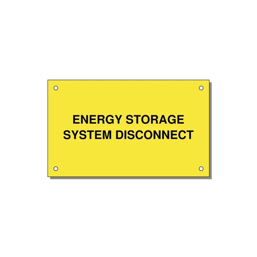 5.0x3.0" Disconnect Switch Label - ENERGY STORAGE SYSTEM DIS — 5x3" Black on Yellow, Holes