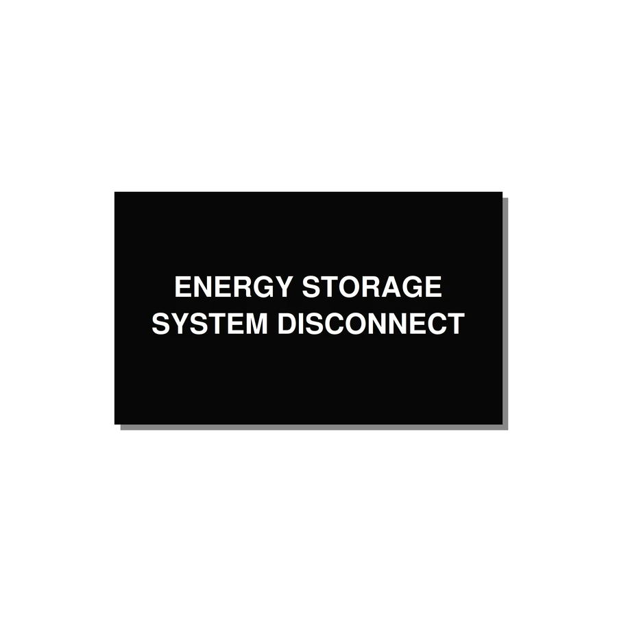 5.0x3.0" Disconnect Switch Label - ENERGY STORAGE SYSTEM DIS — 5x3" White on Black, Adhesive