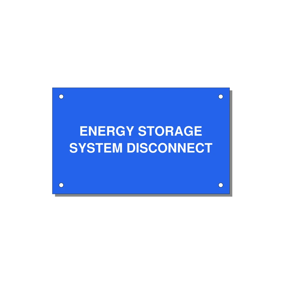 5.0x3.0" Disconnect Switch Label - ENERGY STORAGE SYSTEM DIS — 5x3" White on Blue, Holes
