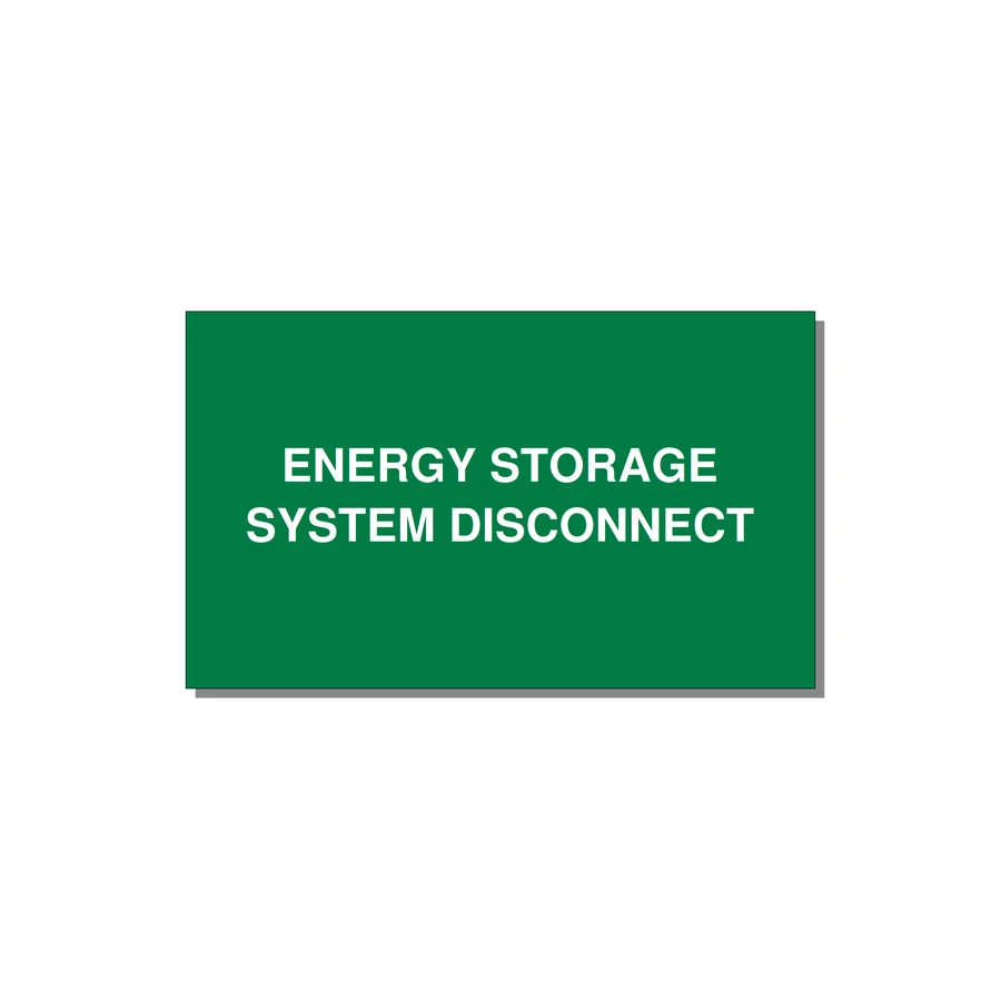 5.0x3.0" Disconnect Switch Label - ENERGY STORAGE SYSTEM DIS — 5x3" White on Green, Adhesive
