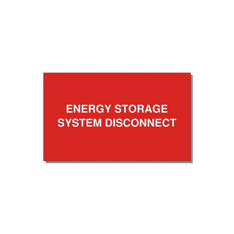 5.0x3.0" Disconnect Switch Label - ENERGY STORAGE SYSTEM DIS — 5x3" White on Red, Adhesive