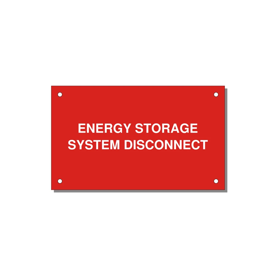 5.0x3.0" Disconnect Switch Label - ENERGY STORAGE SYSTEM DIS — 5x3" White on Red, Holes