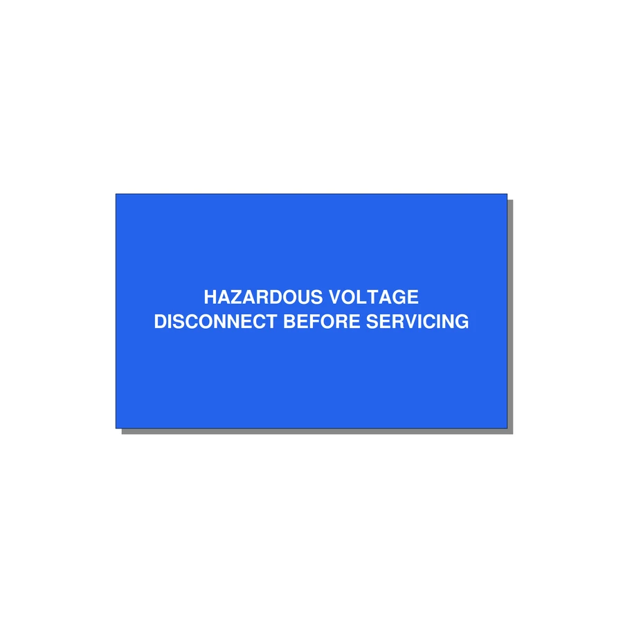 5.0x3.0" Disconnect Switch Label - HAZARDOUS VOLTAGE DISCONN — 5x3" White on Blue, Adhesive