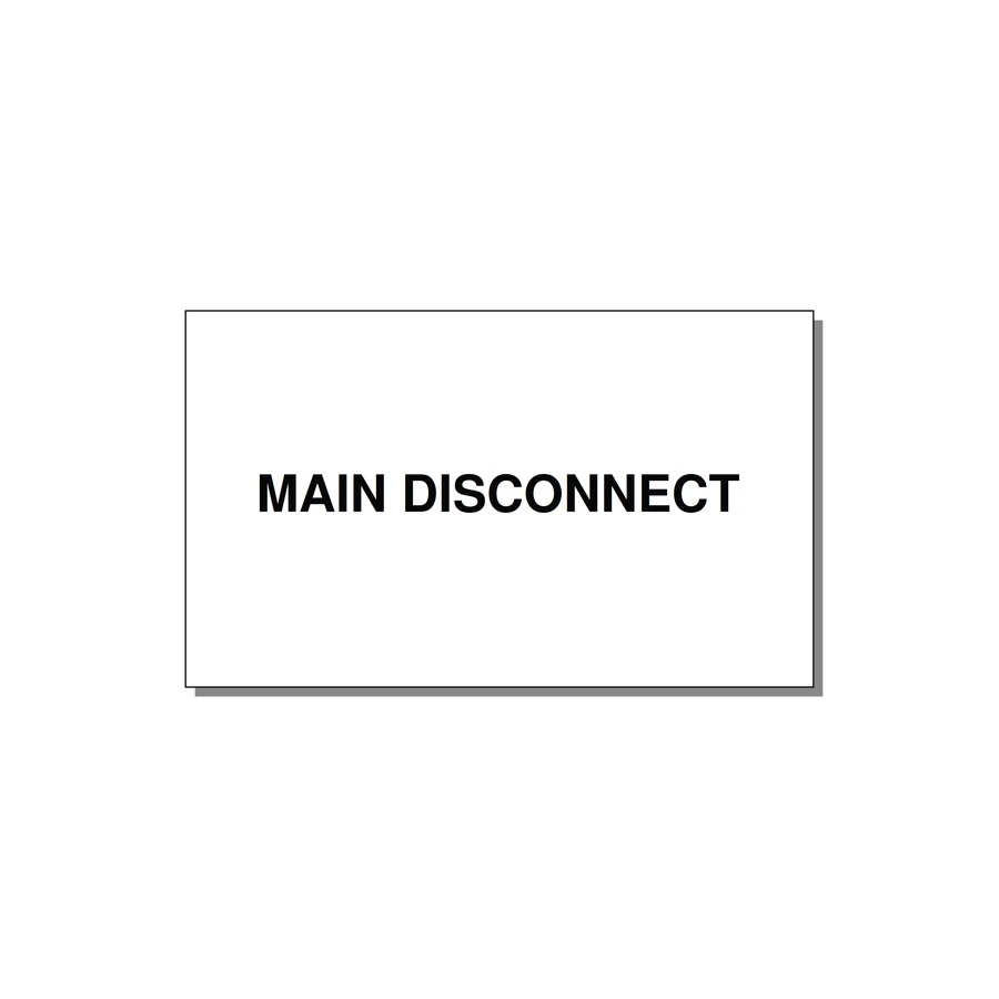 5.0x3.0" Disconnect Switch Label - MAIN DISCONNECT — 5x3" Black on White, Adhesive
