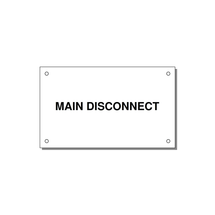 5.0x3.0" Disconnect Switch Label - MAIN DISCONNECT — 5x3" Black on White, Holes